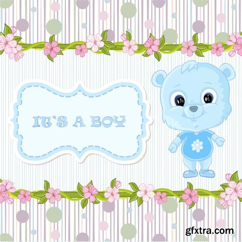 Vector card with bear cubs, children's backgrounds