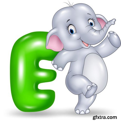 English alphabet with cartoon animals