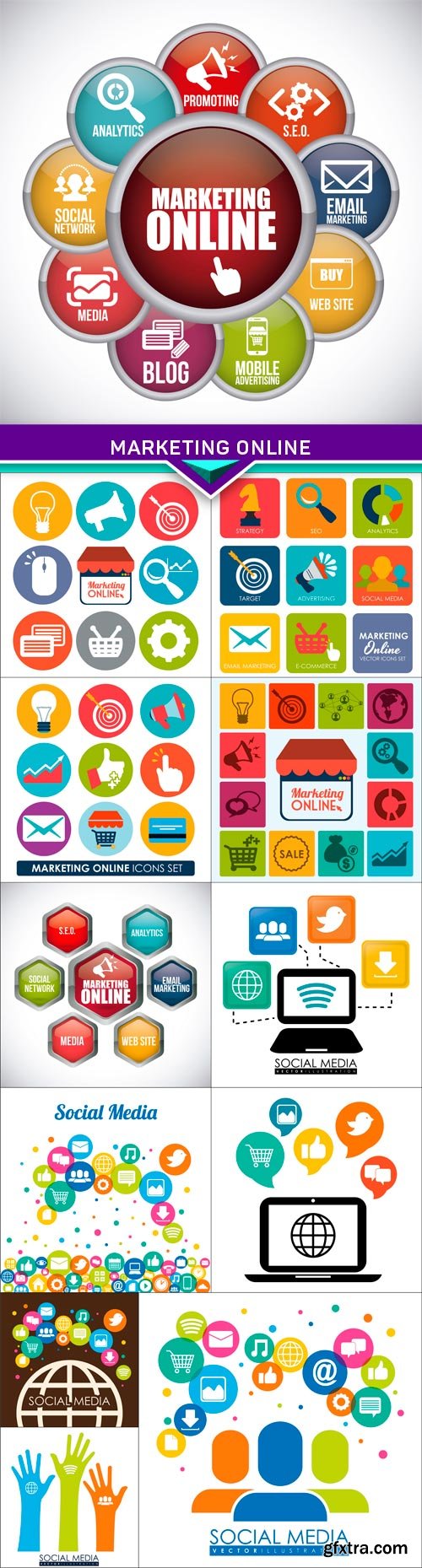 Marketing online, icons 12x EPS