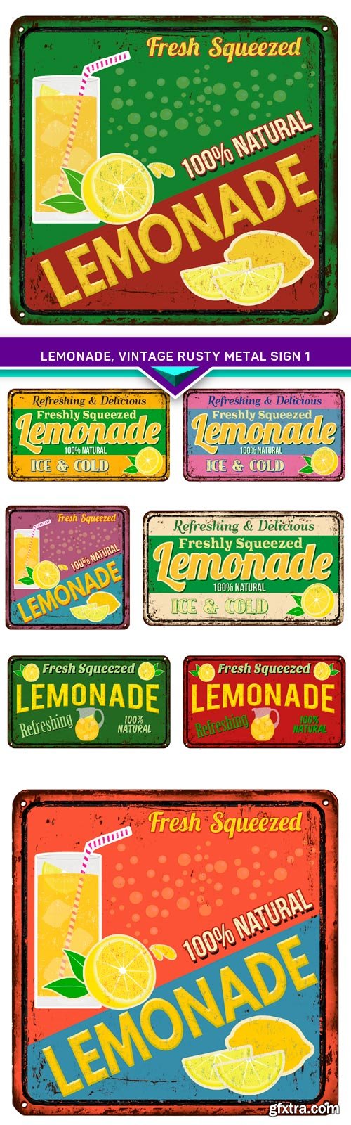 Lemonade, vintage rusty metal sign 1 8x EPS