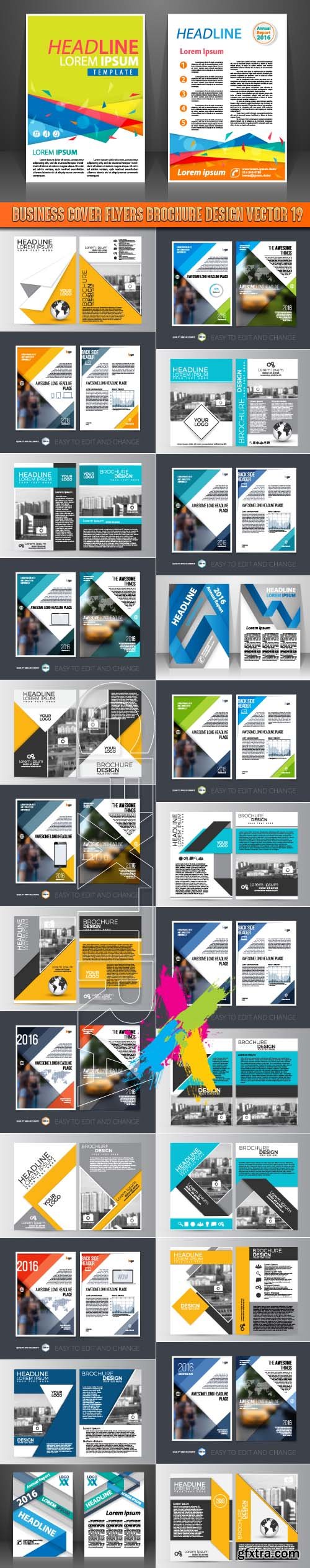 Business cover flyers brochure design vector 19