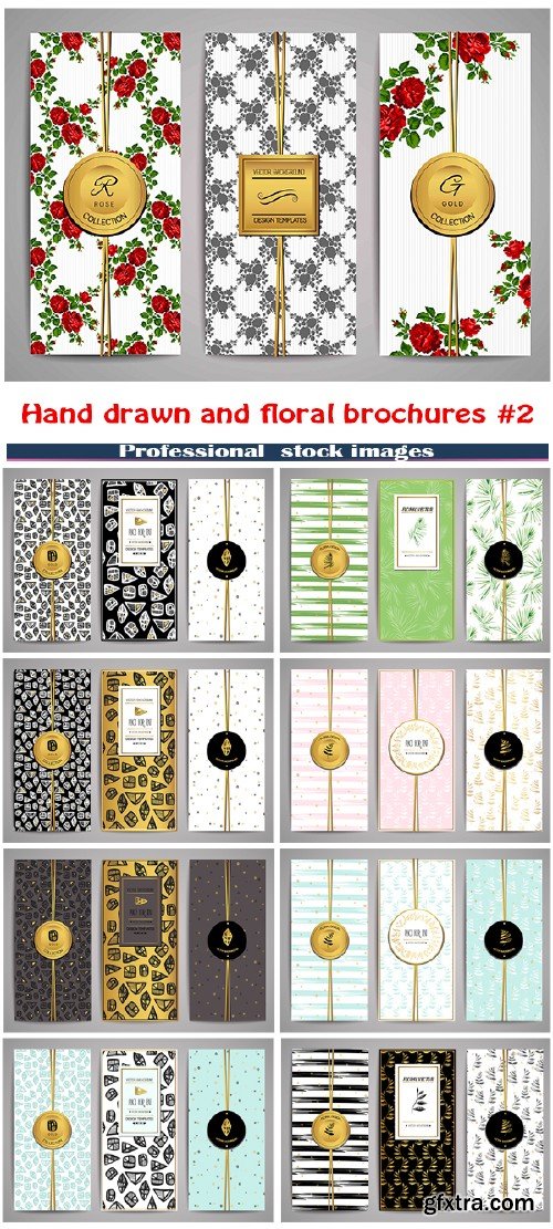 Set of brochures with hand drawn and floral design #2