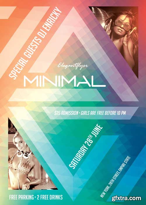 Minimal Party V9 Flyer PSD Template + Facebook Cover