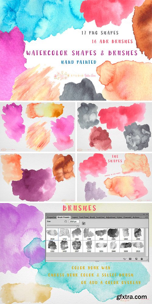 CM 411735 - Watercolor Splotches Shapes Brushes