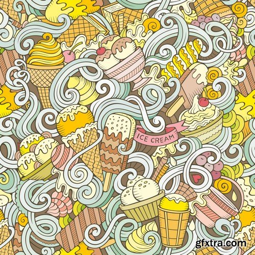 Cartoon & Doodles Seamless Pattern - 25xEPS