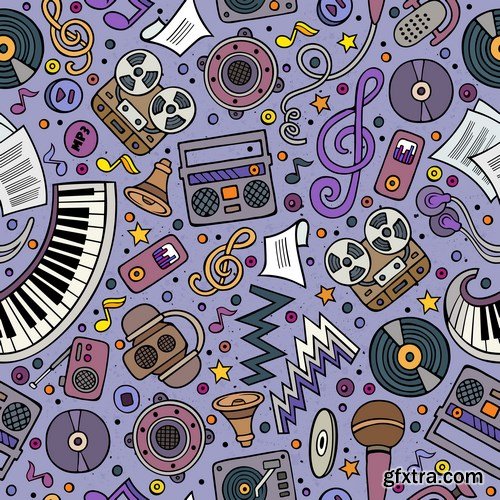 Cartoon & Doodles Seamless Pattern - 25xEPS