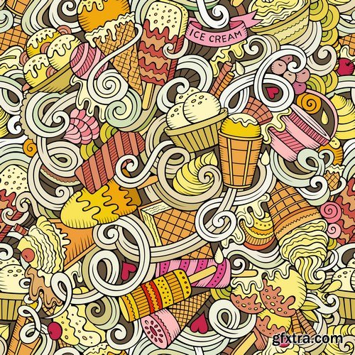 Cartoon & Doodles Seamless Pattern - 25xEPS