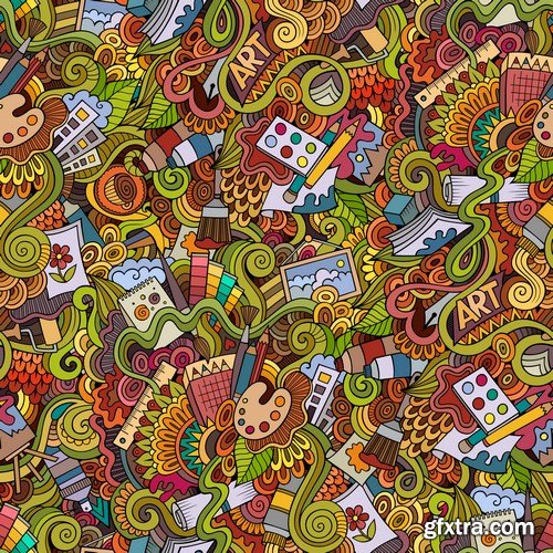 Cartoon & Doodles Seamless Pattern - 25xEPS