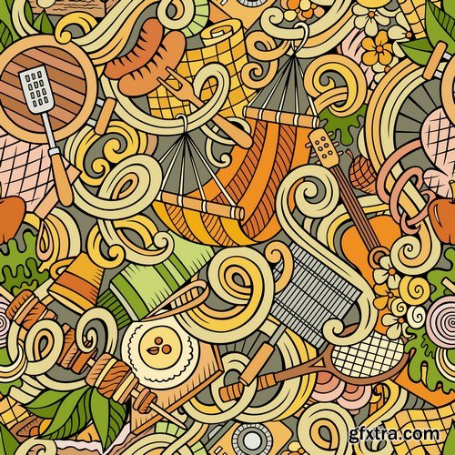 Cartoon & Doodles Seamless Pattern - 25xEPS