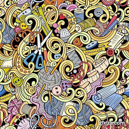 Cartoon & Doodles Seamless Pattern - 25xEPS