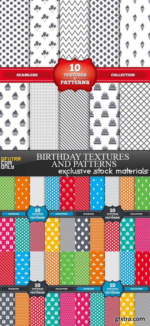 Birthday Textures and Patterns - 5 EPS