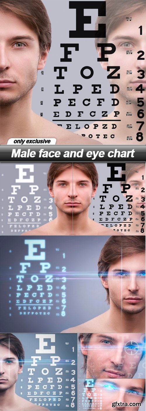 Male face and eye chart - 6 UHQ JPEG