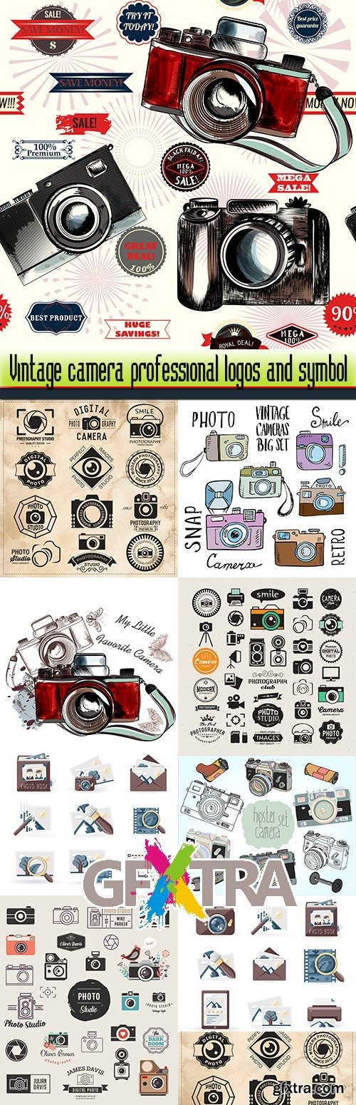 Vintage camera professional logos and symbol