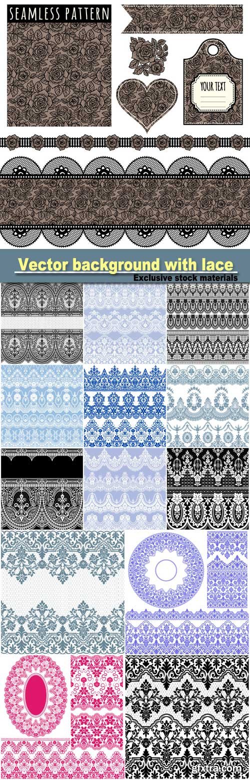 Vector background with lace, patterns and ornaments