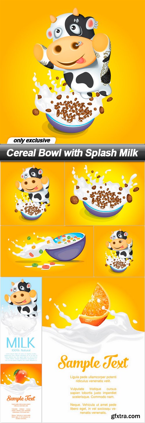 Cereal Bowl with Splash Milk - 7 EPS