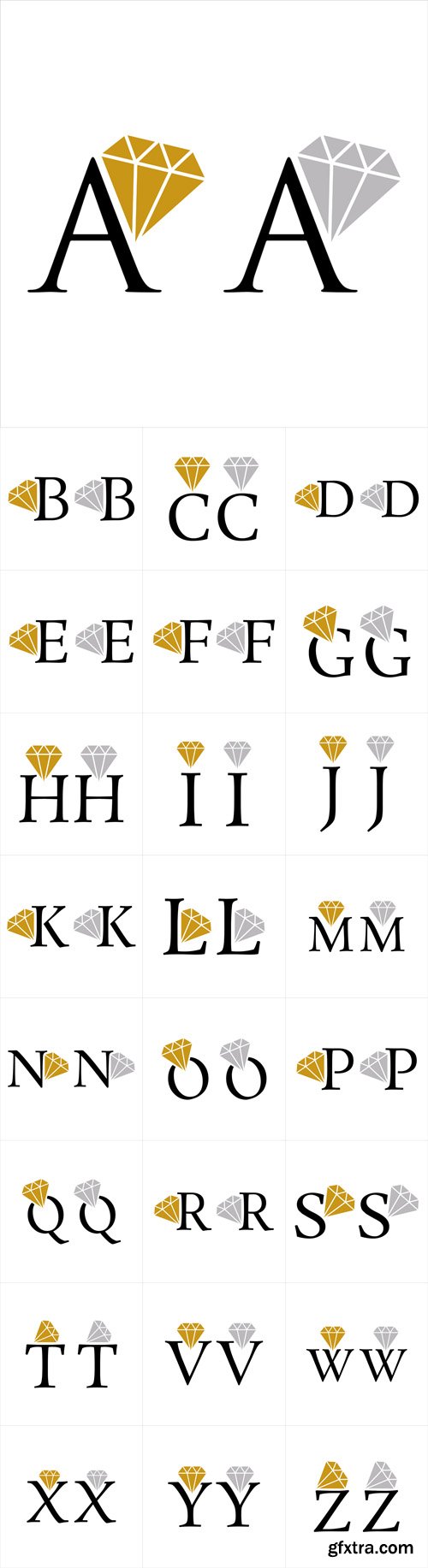 Vector Set - Letters with Diamond