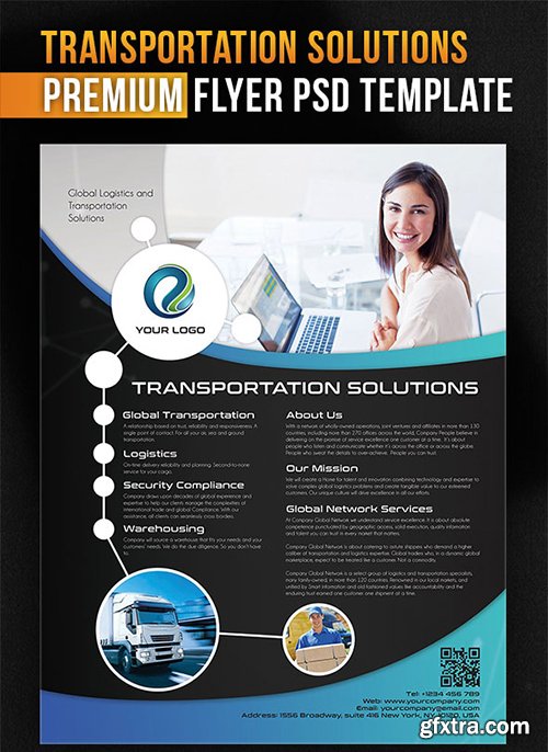 Transportation Solutions – Flyer PSD Template + Facebook Cover