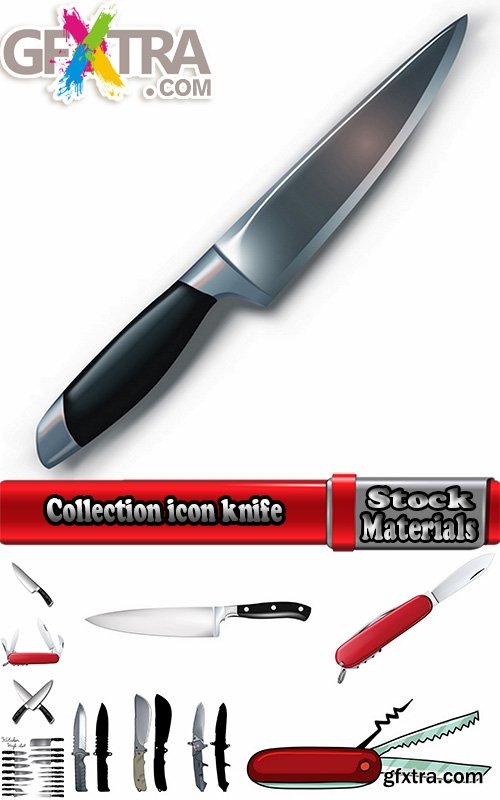 Collection icon knife folding knife vector image 25 EPS