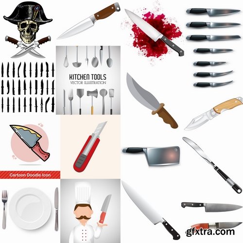 Collection icon knife folding knife vector image 25 EPS