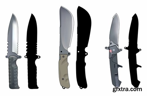 Collection icon knife folding knife vector image 25 EPS