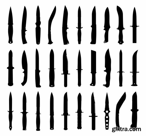 Collection icon knife folding knife vector image 25 EPS