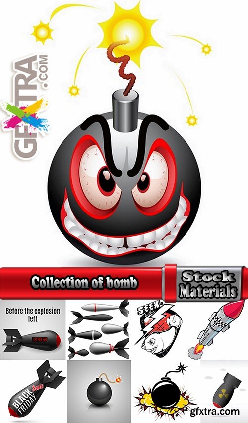 Collection of bomb rocket projectile vector image 25 EPS