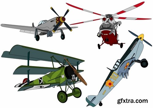 Collection of aircraft helicopter air transport fighter bomber 25 EPS