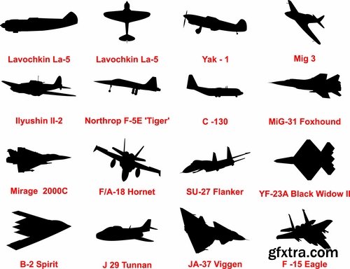Collection of aircraft helicopter air transport fighter bomber 25 EPS