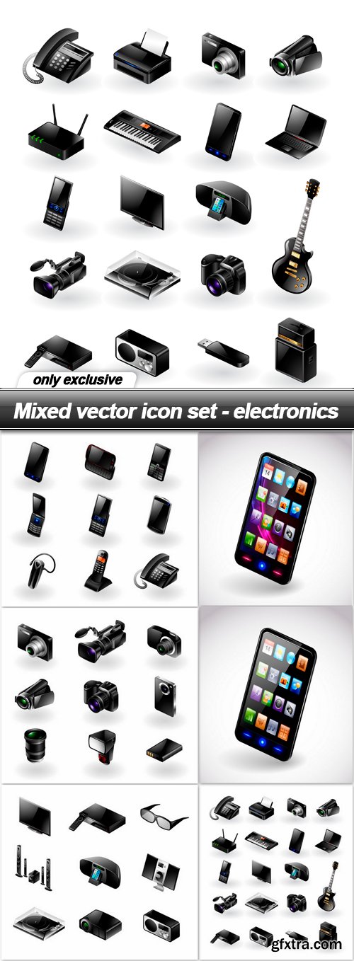 Mixed vector icon set - electronics - 6 EPS