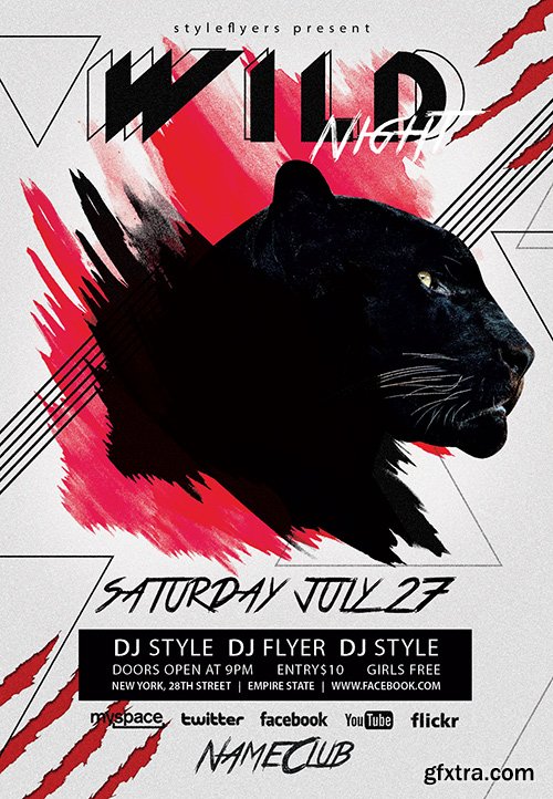 Wild night PSD Flyer Template + Facebook Cover