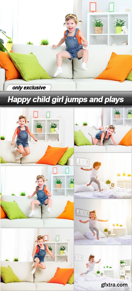 Happy child girl jumps and plays - 7 UHQ JPEG