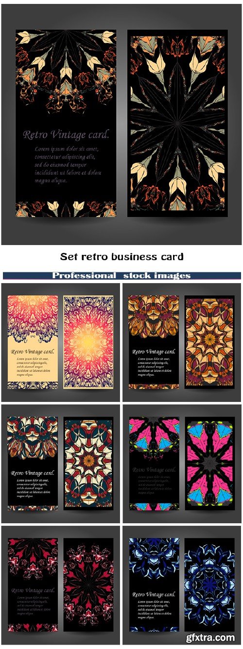 Set retro business card