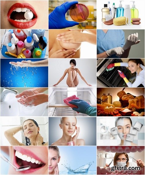 Collection of hygiene beauty cleaning cleanliness hygiene items 25 HQ Jpeg