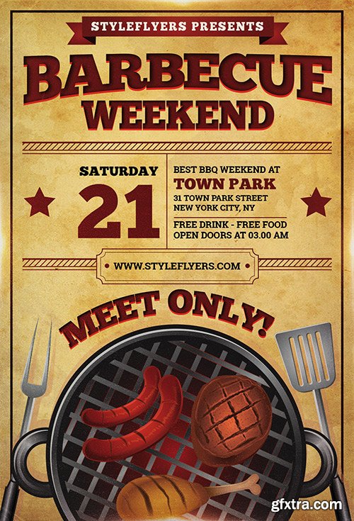 Weekend BBQ PSD Flyer Template + Facebook Cover