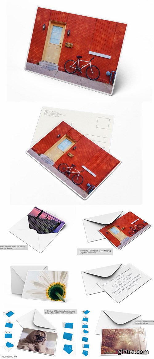 CM - 7-Postcard / Invitation Card Mockup 669474