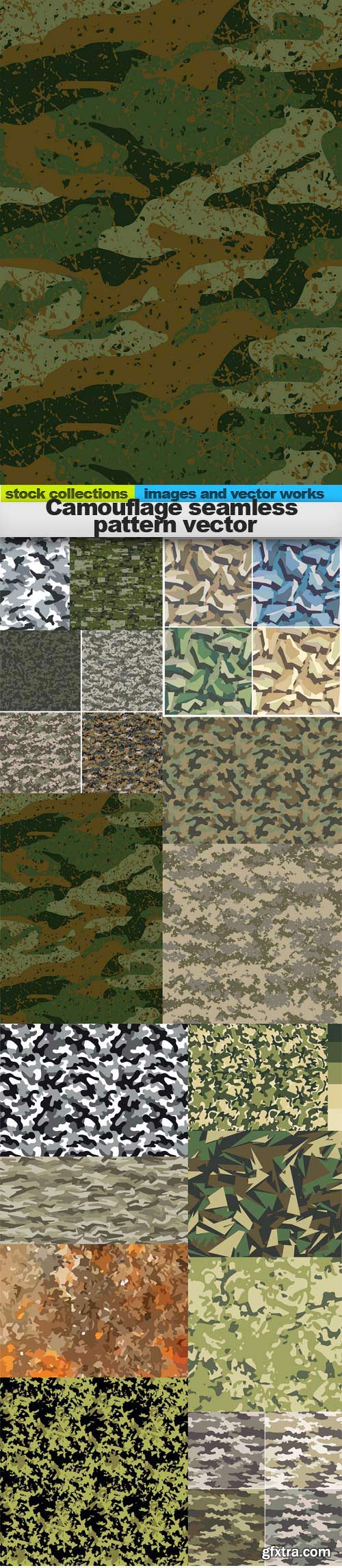 Camouflage seamless pattern vector, 15 x EPS