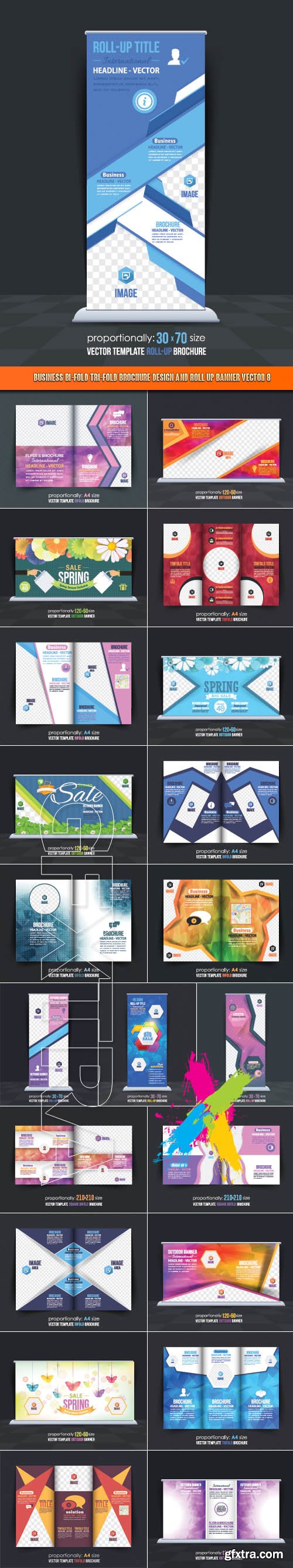 Business Bi-Fold Tri-Fold Brochure Design and Roll up banner vector 8