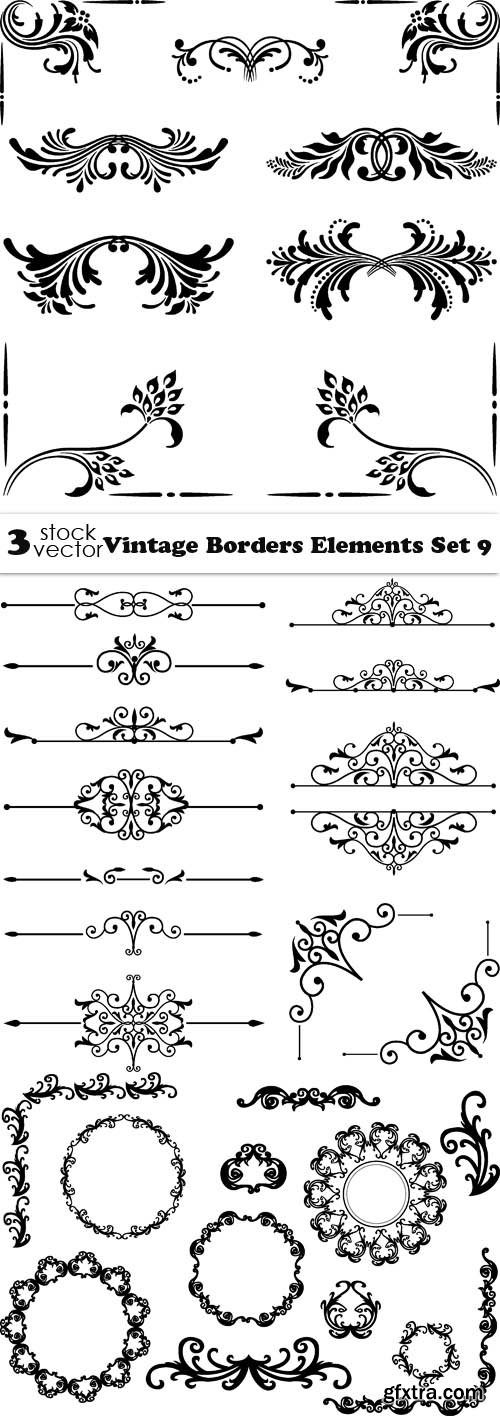 Vectors - Vintage Borders Elements Set 9