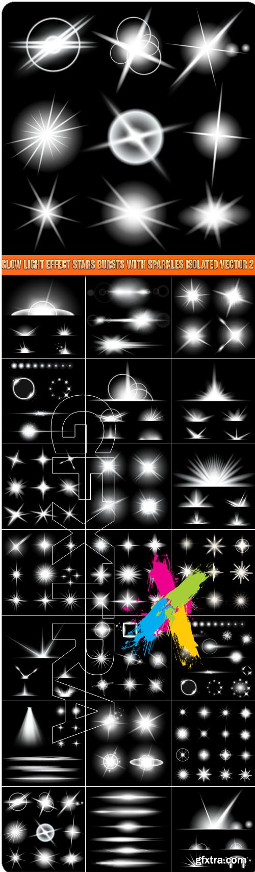 Glow light effect stars bursts with sparkles isolated vector 2