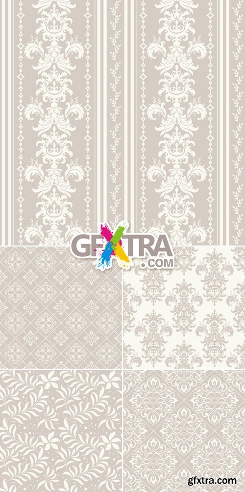 Beige Floral Patterns Vector