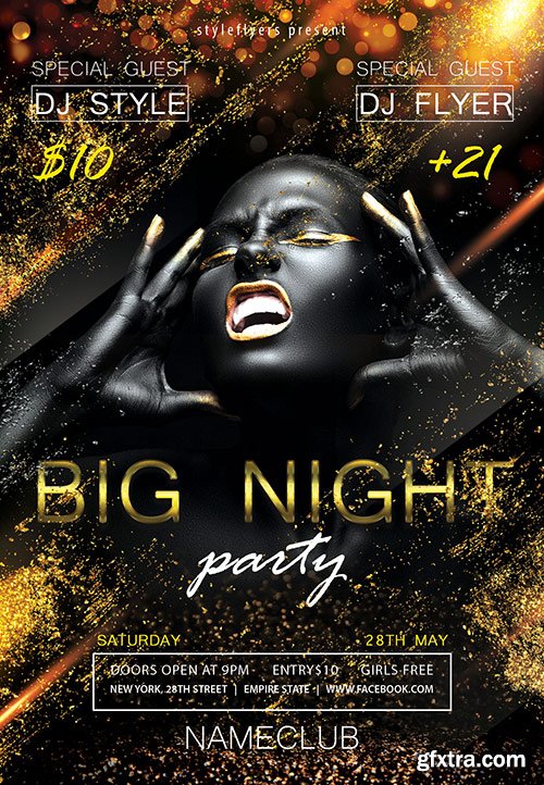 Big Night Party PSD Flyer Template + Facebook Cover