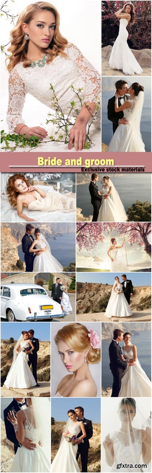 Bride and groom, wedding collages