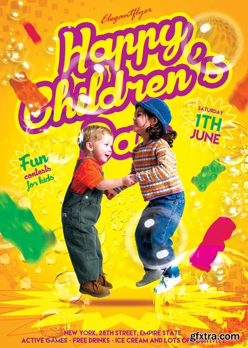 Happy Children’s Day V3 Flyer PSD Template + Facebook Cover