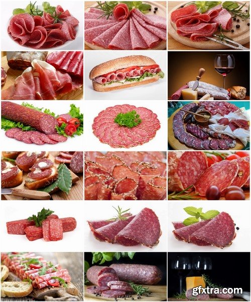 Collection salami sausage delicacy meat 25 HQ Jpeg