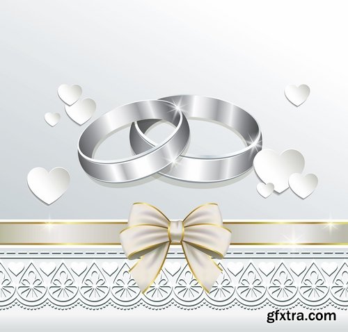 Collection wedding rings ring wedding invitation card 25 EPS
