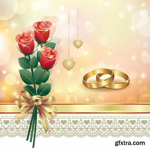 Collection wedding rings ring wedding invitation card 25 EPS