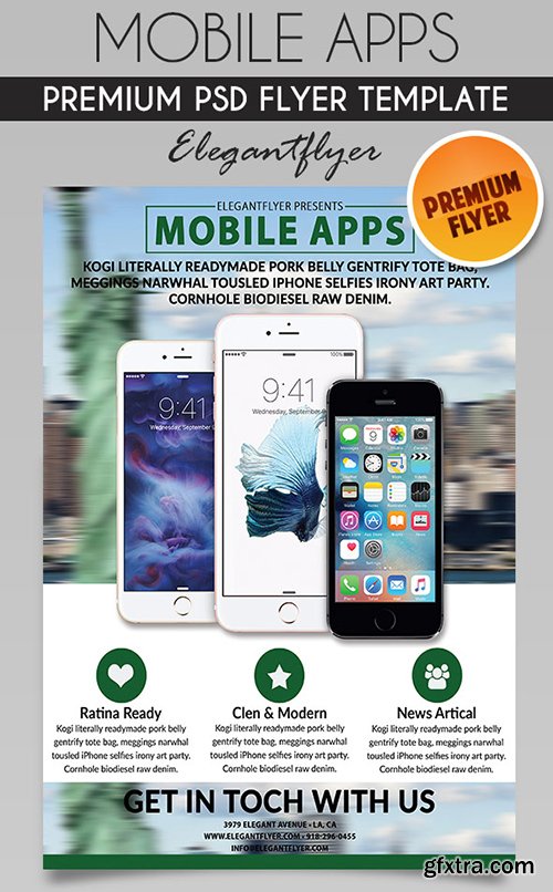 Mobile Apps Promotion – Flyer PSD Template + Facebook Cover