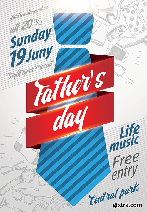 Father’s Day PSD Flyer Template + Facebook Cover