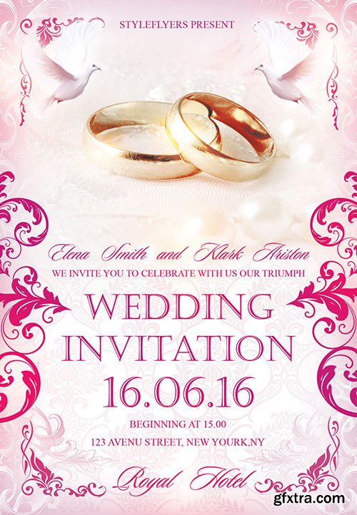 Wedding Invitation PSD Flyer Template + Facebook Cover