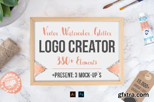 CreativeMarket Logo Creator 380+ Elements & Mock-Ups 665579